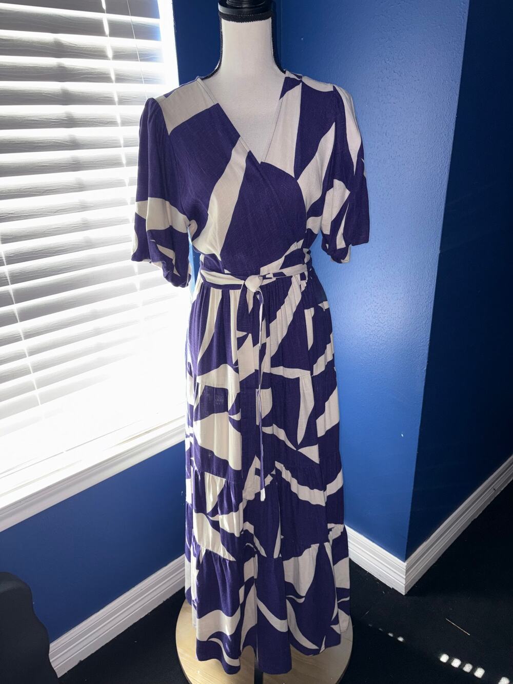 Mister Zimi Geometric Wrap Dress – Purple & White – AU 10 / US 8 / FR 40